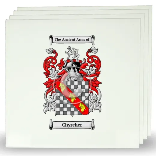 Chyrcher Set of Four Large Tiles with Coat of Arms