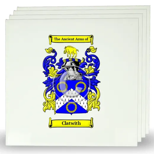 Clatwith Set of Four Large Tiles with Coat of Arms