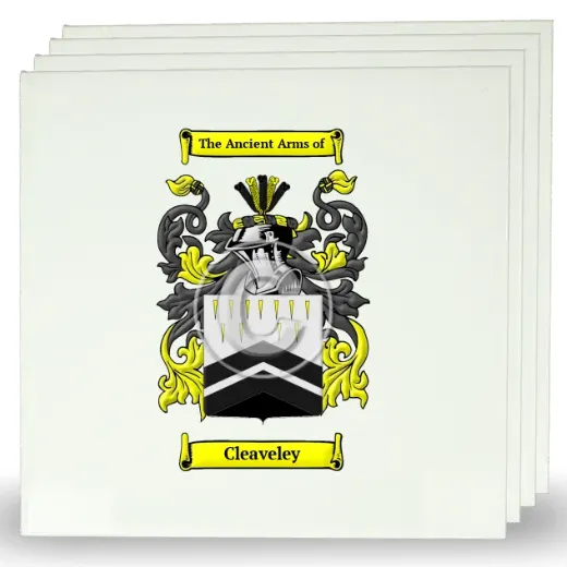 Cleaveley Set of Four Large Tiles with Coat of Arms