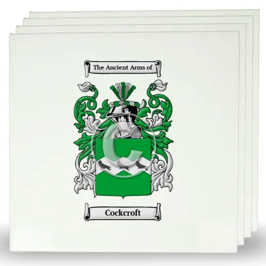 Cockcroft Set of Four Large Tiles with Coat of Arms