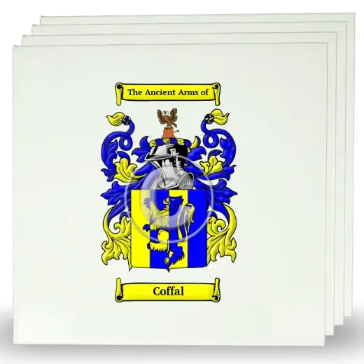 Coffal Set of Four Large Tiles with Coat of Arms