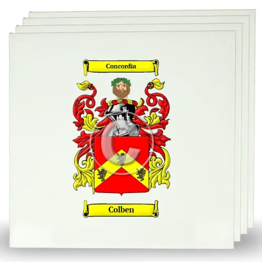 Colben Set of Four Large Tiles with Coat of Arms
