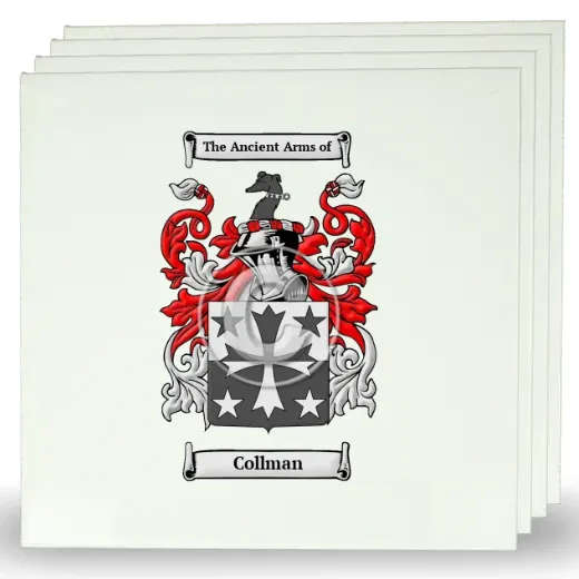 Collman Set of Four Large Tiles with Coat of Arms