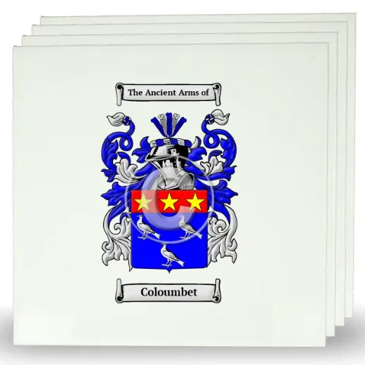 Coloumbet Set of Four Large Tiles with Coat of Arms