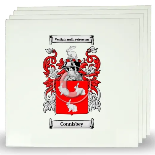 Connisbey Set of Four Large Tiles with Coat of Arms