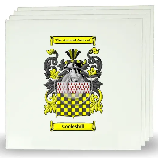 Cooleshill Set of Four Large Tiles with Coat of Arms
