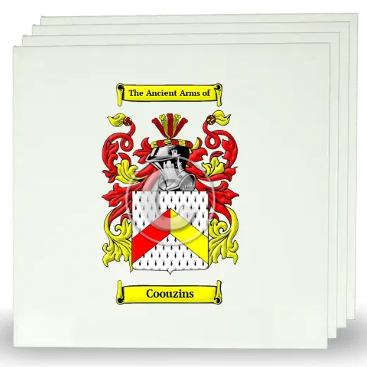 Coouzins Set of Four Large Tiles with Coat of Arms