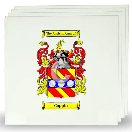 Coppin Set of Four Large Tiles with Coat of Arms