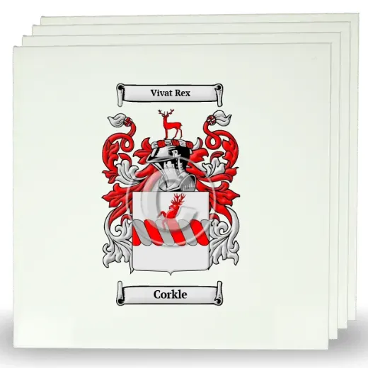 Corkle Set of Four Large Tiles with Coat of Arms