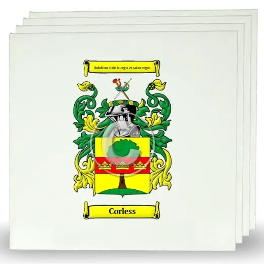 Corless Set of Four Large Tiles with Coat of Arms