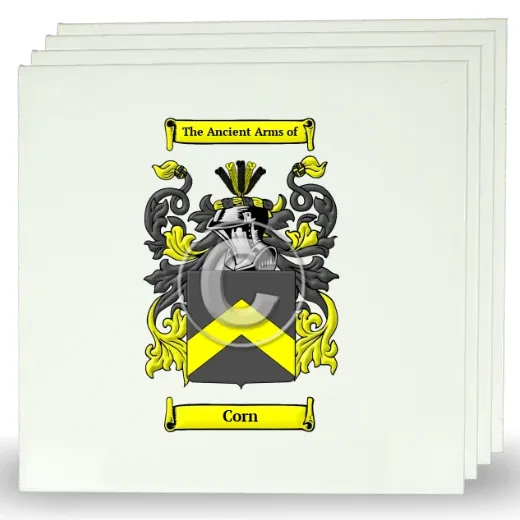 Corn Set of Four Large Tiles with Coat of Arms