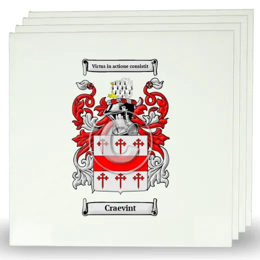 Craevint Set of Four Large Tiles with Coat of Arms