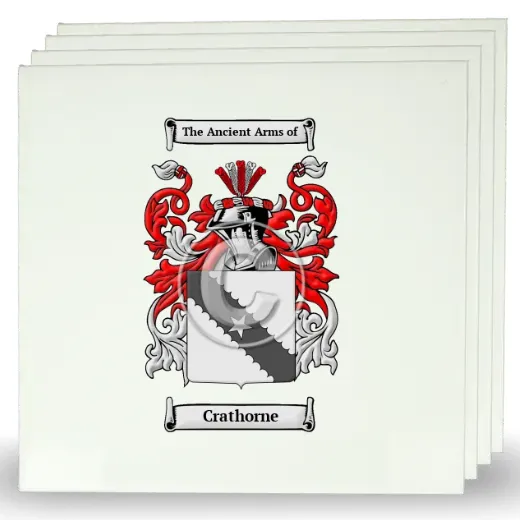 Crathorne Set of Four Large Tiles with Coat of Arms