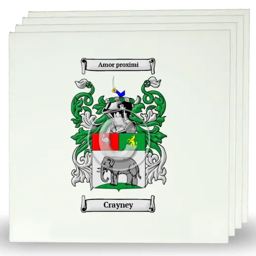 Crayney Set of Four Large Tiles with Coat of Arms