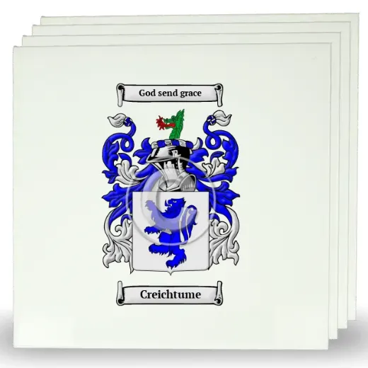 Creichtume Set of Four Large Tiles with Coat of Arms