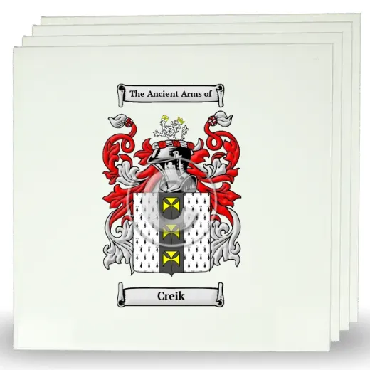 Creik Set of Four Large Tiles with Coat of Arms