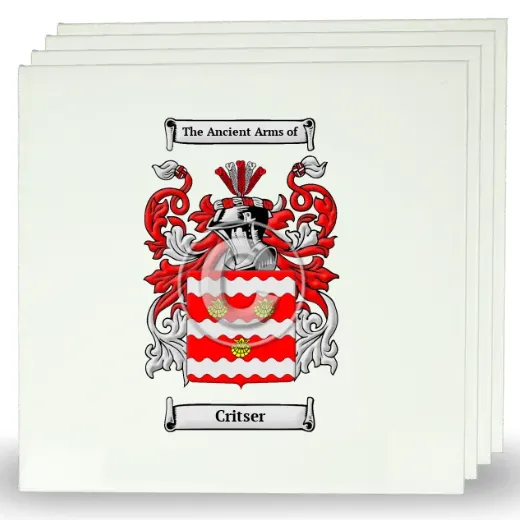 Critser Set of Four Large Tiles with Coat of Arms