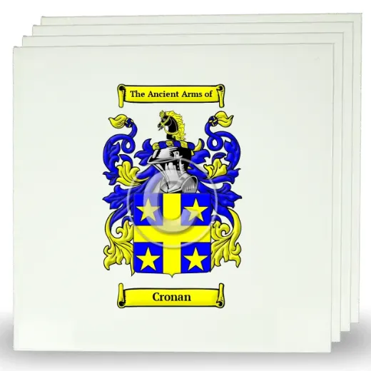 Cronan Set of Four Large Tiles with Coat of Arms