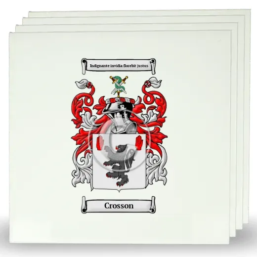 Crosson Set of Four Large Tiles with Coat of Arms