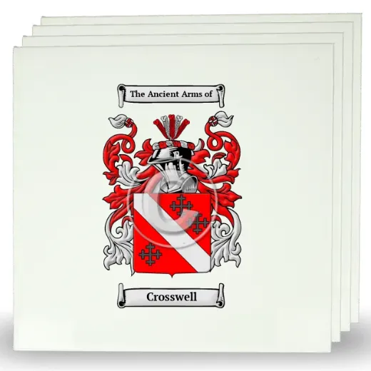 Crosswell Set of Four Large Tiles with Coat of Arms