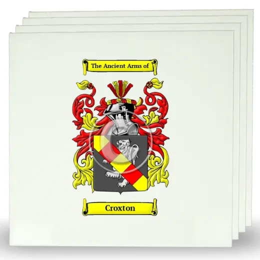 Croxton Set of Four Large Tiles with Coat of Arms