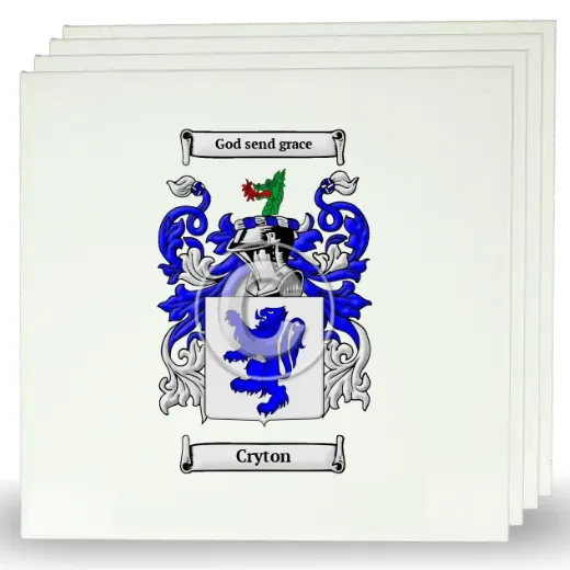 Cryton Set of Four Large Tiles with Coat of Arms