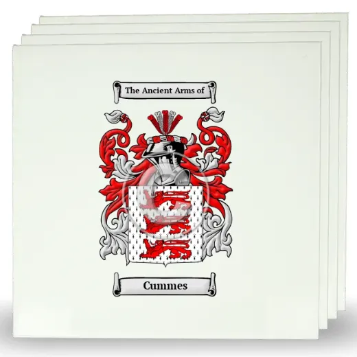 Cummes Set of Four Large Tiles with Coat of Arms