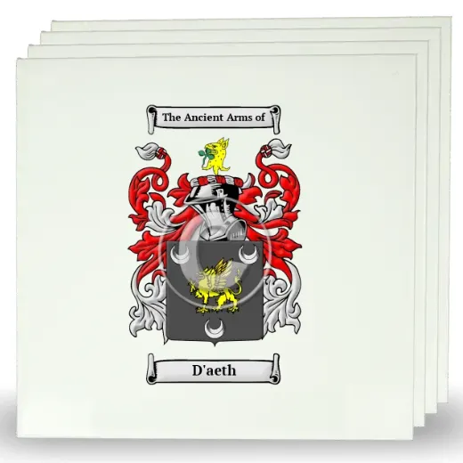 D'aeth Set of Four Large Tiles with Coat of Arms