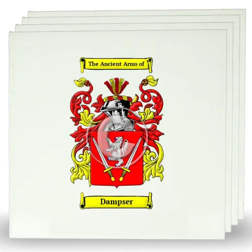 Dampser Set of Four Large Tiles with Coat of Arms