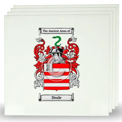 Deale Set of Four Large Tiles with Coat of Arms