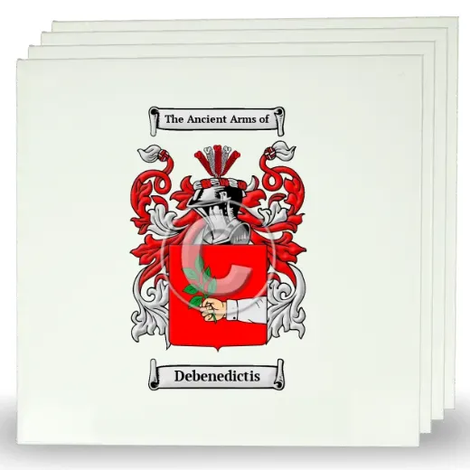 Debenedictis Set of Four Large Tiles with Coat of Arms