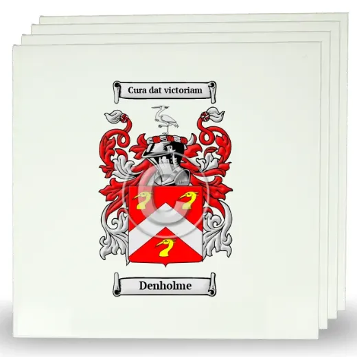 Denholme Set of Four Large Tiles with Coat of Arms