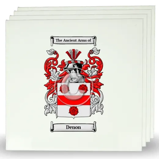 Denon Set of Four Large Tiles with Coat of Arms