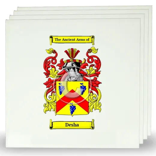 Desha Set of Four Large Tiles with Coat of Arms