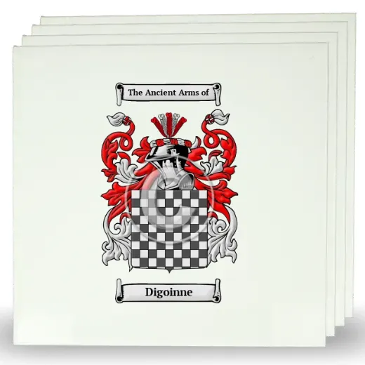 Digoinne Set of Four Large Tiles with Coat of Arms