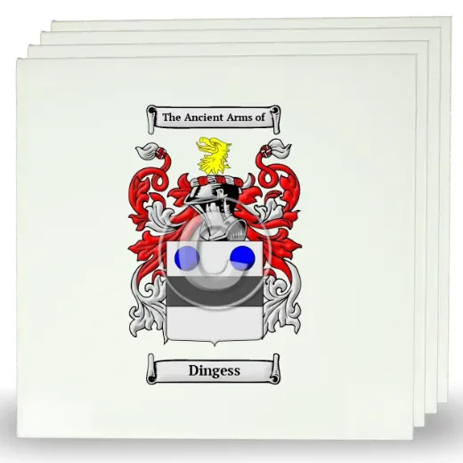 Dingess Set of Four Large Tiles with Coat of Arms