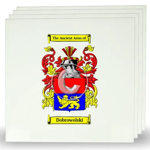 Dobrowolski Set of Four Large Tiles with Coat of Arms