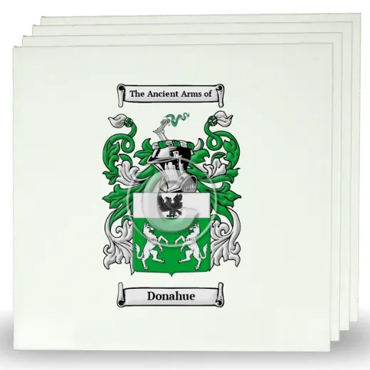 Donahue Set of Four Large Tiles with Coat of Arms