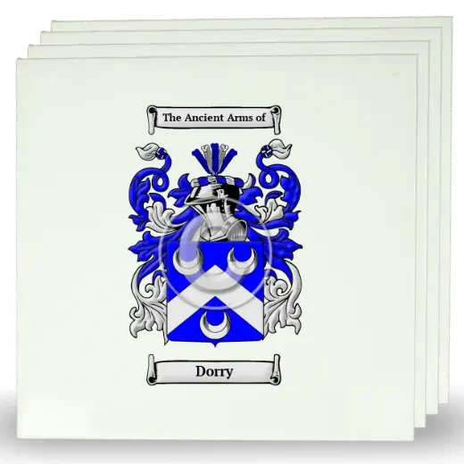 Dorry Set of Four Large Tiles with Coat of Arms