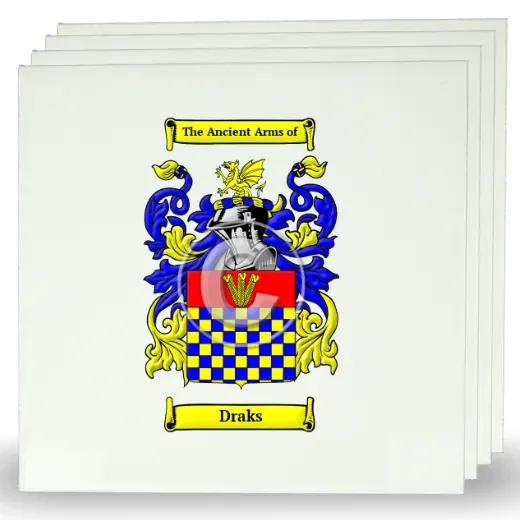 Draks Set of Four Large Tiles with Coat of Arms