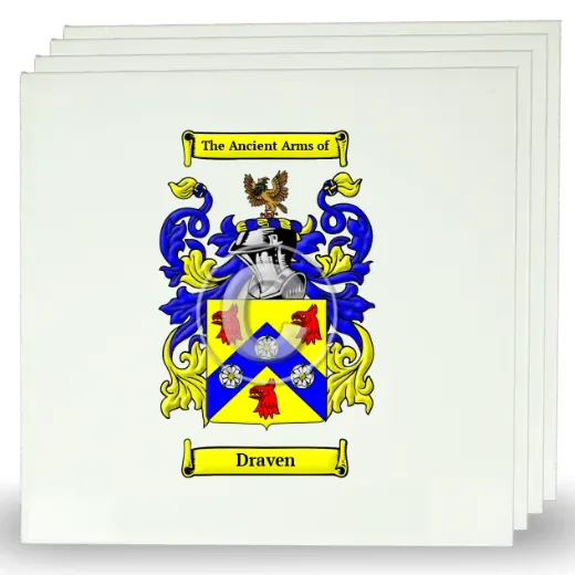 Draven Set of Four Large Tiles with Coat of Arms