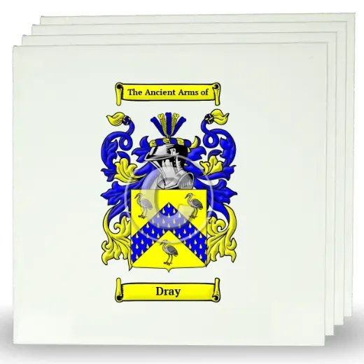 Dray Set of Four Large Tiles with Coat of Arms