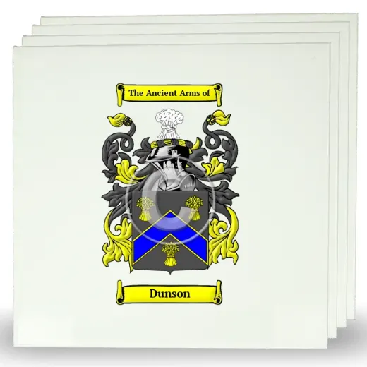 Dunson Set of Four Large Tiles with Coat of Arms
