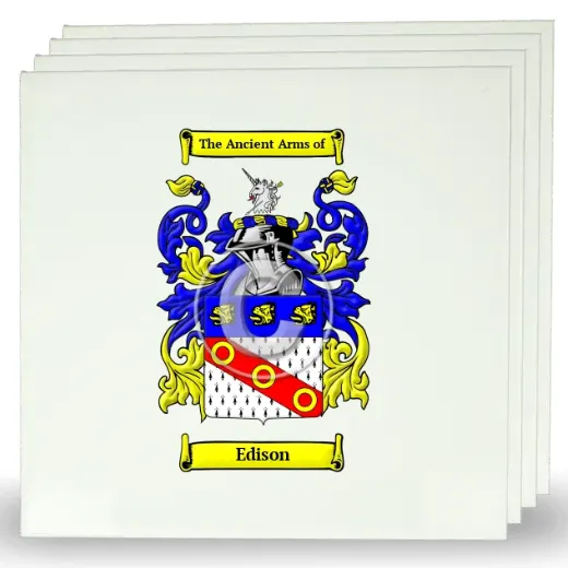 Edison Set of Four Large Tiles with Coat of Arms