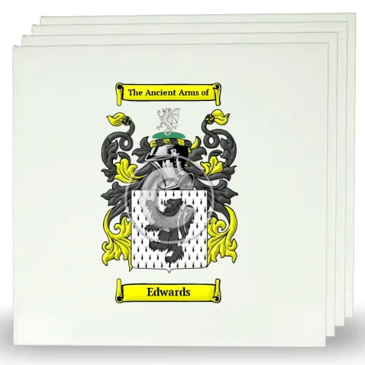 Edwards Set of Four Large Tiles with Coat of Arms
