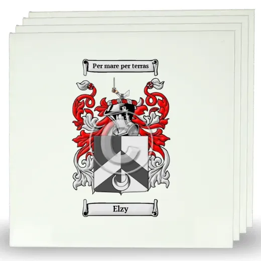 Elzy Set of Four Large Tiles with Coat of Arms
