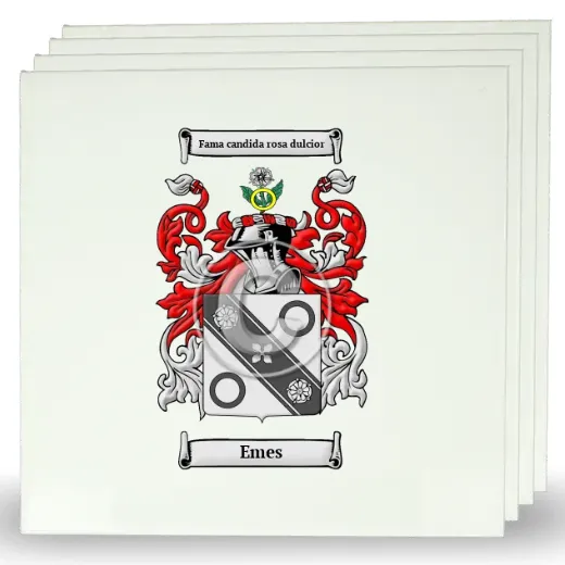 Emes Set of Four Large Tiles with Coat of Arms