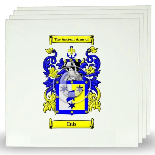 Enis Set of Four Large Tiles with Coat of Arms