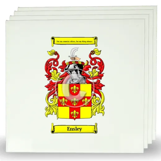 Ensley Set of Four Large Tiles with Coat of Arms