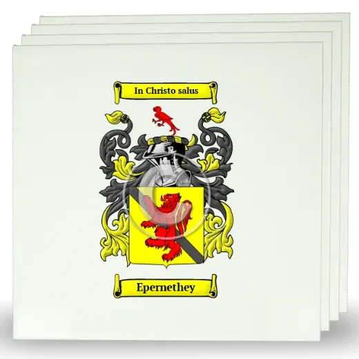 Epernethey Set of Four Large Tiles with Coat of Arms